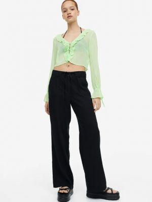 Короткая блузка с рюшами H&m зеленая