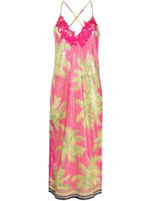 Коктейлна рокля с пайети с принт Ermanno Firenze розово