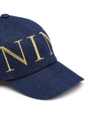 Medvilninis siuvinėtas kepurė su snapeliu Nina Ricci mėlyna