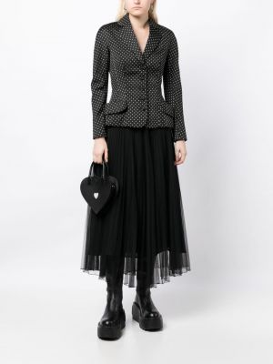 Puntíkaté květinové hedvábné sako Christian Dior černé