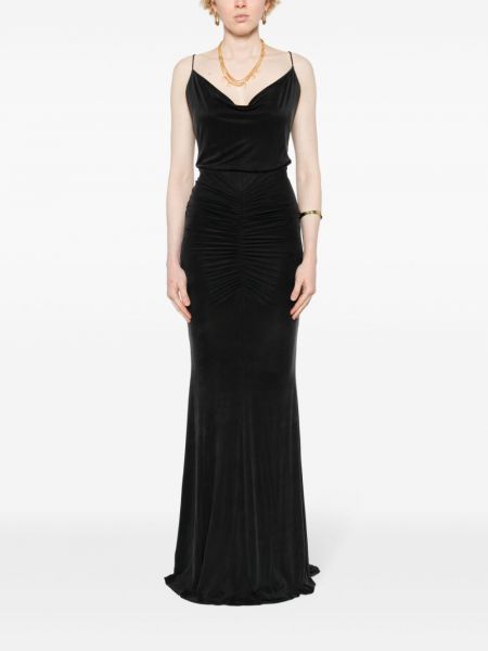 Drapované večerní šaty Elisabetta Franchi černé