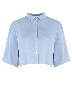 Шелковая блузка с воротником Free Age голубая