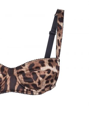 Leopardí saténová podprsenka s potiskem Dolce & Gabbana hnědá