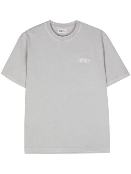 Памучна тениска бродирана Autry сиво
