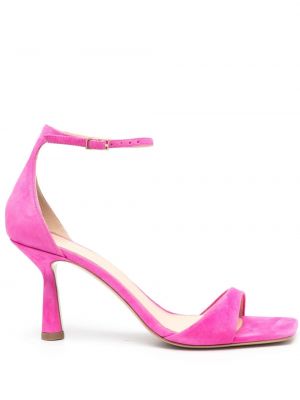 Růžové semišové sandály na podpatku Giuliano Galiano