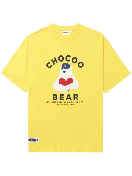 Raštuotas medvilninis marškinėliai Chocoolate geltona