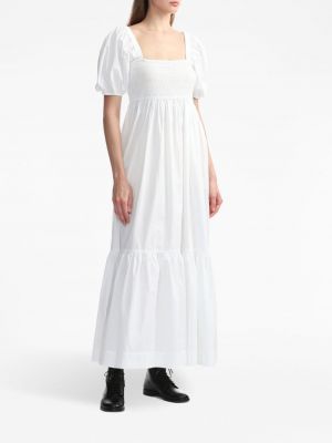 Bavlněné dlouhé šaty Ganni bílé