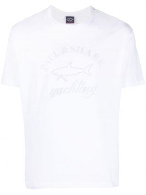 Тениска с принт светлоотразителна Paul & Shark бяло