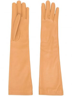 Копринени кожени ръкавици Brunello Cucinelli оранжево