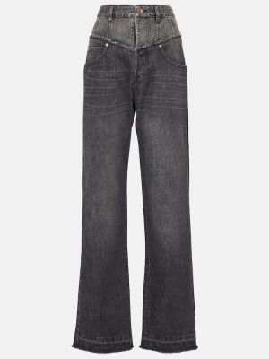 Straight leg jeans a vita alta Isabel Marant nero