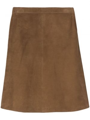 Kožená sukně Ferragamo hnědé