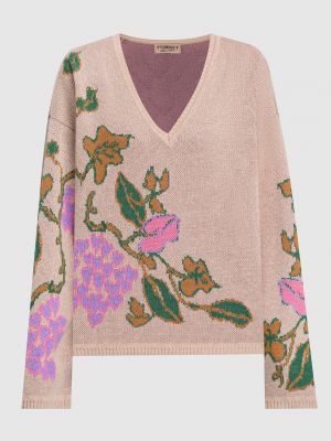 Пуловер в цветочек Twinset коричневый