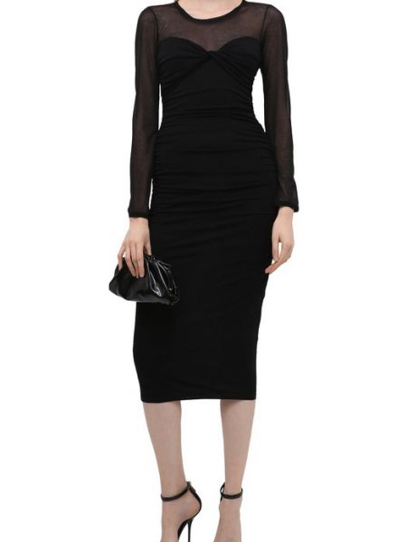 Платье из вискозы Giorgio Armani черное
