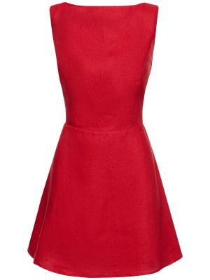 Lanena mini obleka Reformation rdeča