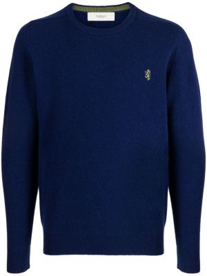 Пуловер бродиран с кръгло деколте Pringle Of Scotland синьо