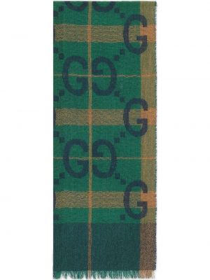 Echarpe en laine à imprimé Gucci vert