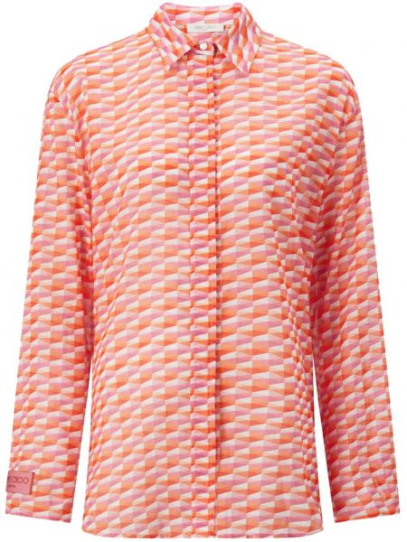 Chemise en coton à imprimé à motif géométrique Jimmy Choo orange