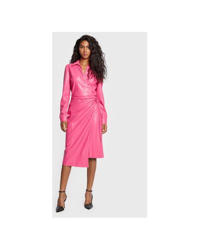 Шкіряна сукня-сорочка зі штучної шкіри Msgm рожева