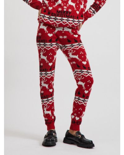 Vila Kötött nadrág Anna 14071993 Piros Slim Fit