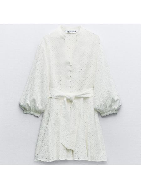 Платье мини с вышивкой Zara белое