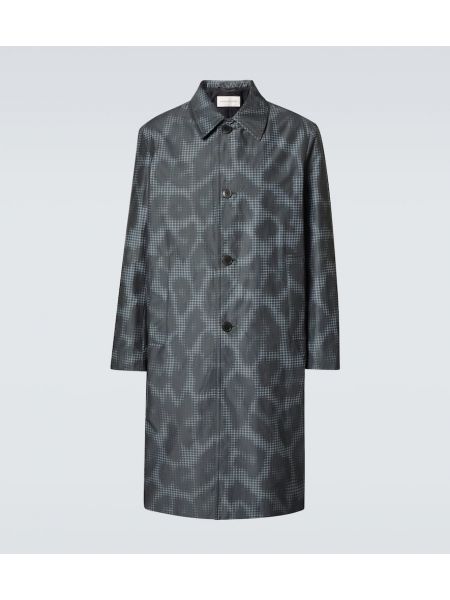 Leopard trykt sjekket trenchcoat Dries Van Noten grå