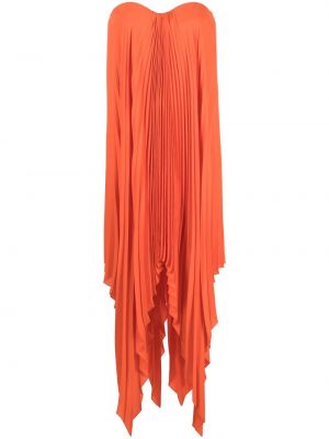 Plisirana asimetrična koktejl obleka Styland oranžna