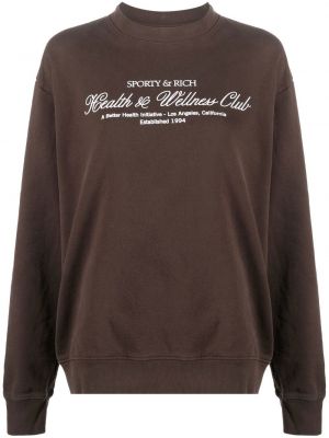 Sweatshirt mit stickerei aus baumwoll Sporty & Rich braun