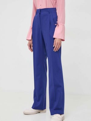 Jednobarevné kalhoty s vysokým pasem Liviana Conti modré