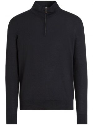 Пуловер с цип Zegna черно