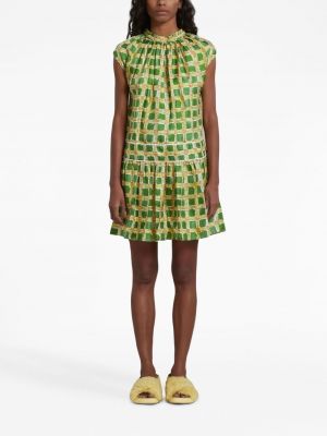 Jedwabna sukienka bez rękawów z nadrukiem w abstrakcyjne wzory Marni zielona