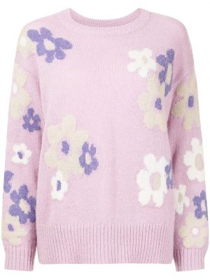 Пуловер на цветя B+ab виолетово