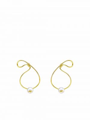 Boucles d'oreilles avec perles à boucle Tasaki jaune