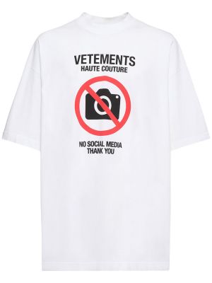 Camiseta de algodón Vetements blanco