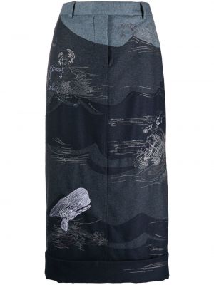 Midi sukňa Thom Browne modrá