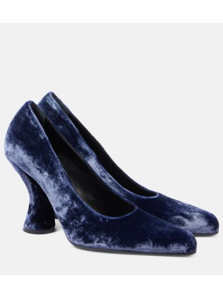 Fløjl pumps Dries Van Noten blå