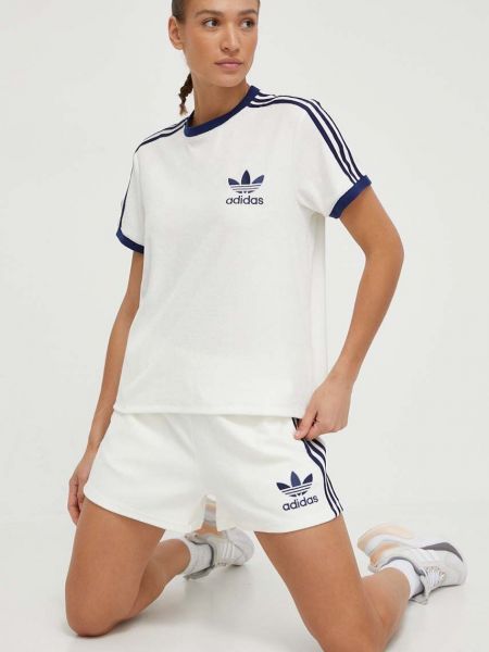 Kraťasy s vysokým pasem s aplikacemi Adidas Originals bílé