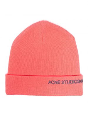 Čepice s výšivkou Acne Studios růžový
