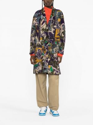 Květinový vlněný kabát s potiskem Marant Etoile fialový
