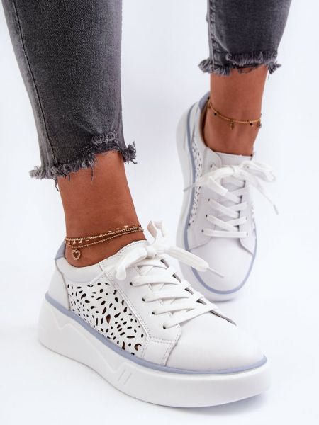 Διάτρητα δερμάτινα sneakers με πλατφόρμα Kesi λευκό
