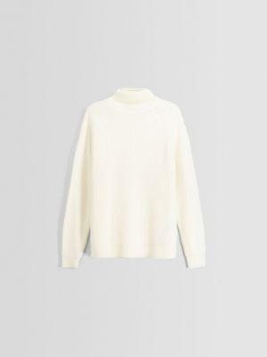 Dzianinowy sweter Bershka biały