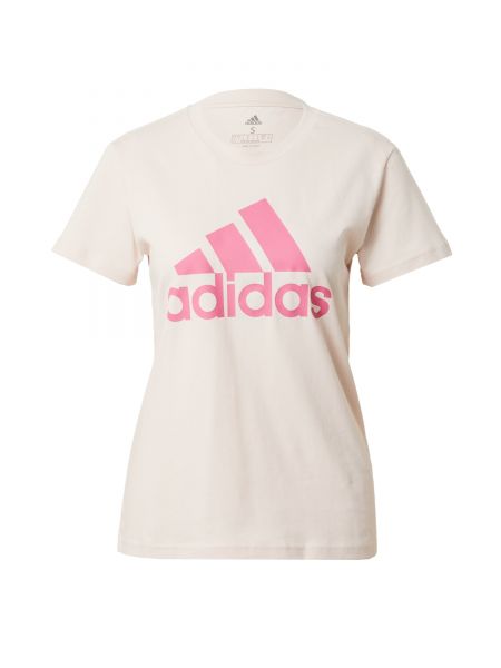 Bavlnené priliehavé tričko s potlačou Adidas Performance - biela