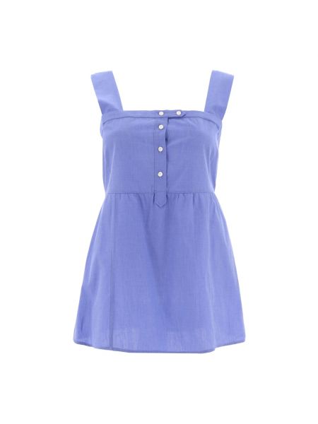 Sukienka mini z kokardką bawełniana relaxed fit Aspesi niebieska