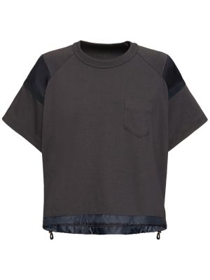 Camicia di cotone in jersey Sacai grigio