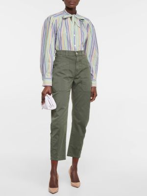 Rovné kalhoty s vysokým pasem Veronica Beard zelené