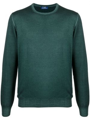 Вълнен пуловер с кръгло деколте Barba зелено