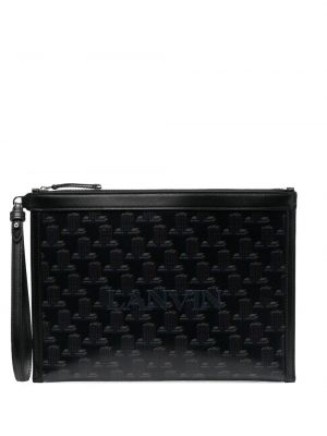 Trykt lær clutch Lanvin blå