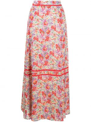Plisovaná kvetinová dlhá sukňa s potlačou Ba&sh červená