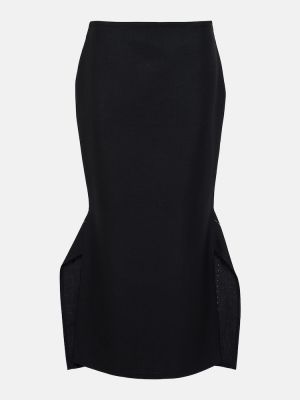 Falda midi ajustada de lana The Row negro