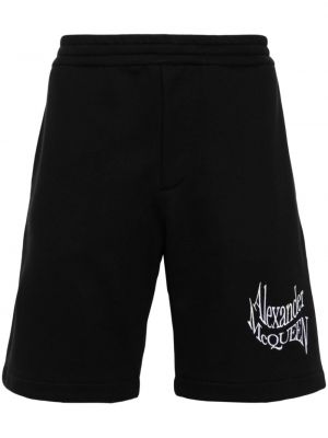 Shorts de sport brodeés en coton Alexander Mcqueen