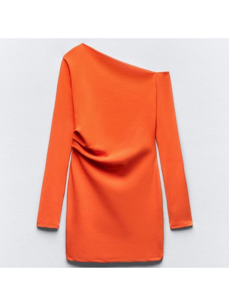 Асимметричный сарафан с драпировкой Zara оранжевый